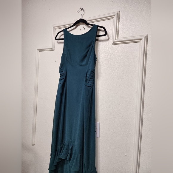 Lulus Lovely Arrival Emerald Green Chiffon Ruffled Tiered Maxi Dress M Wedding - Picture 6 of 10